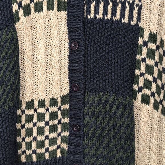 Vintage Paul Harris Design Patchwork Knit Cardigan Sweater Navy Size M - Picture 8 of 11
